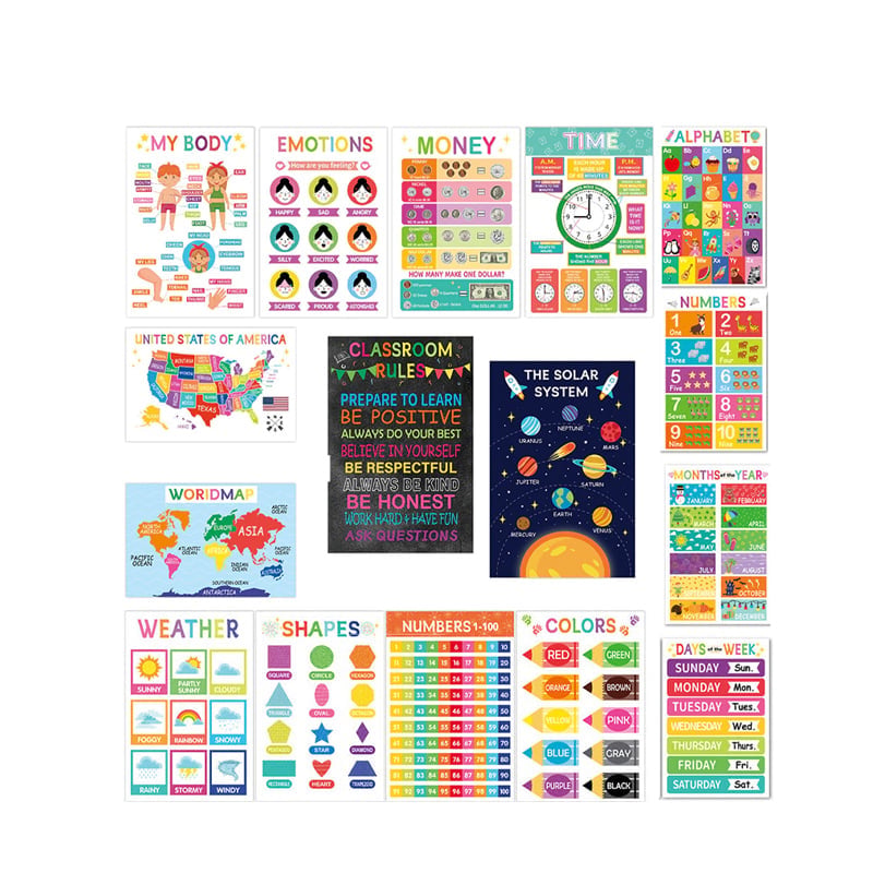Colorful Educational Posters（16 PCS/SET ）