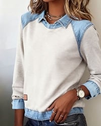 Blouse modieuze revers lange mouwen