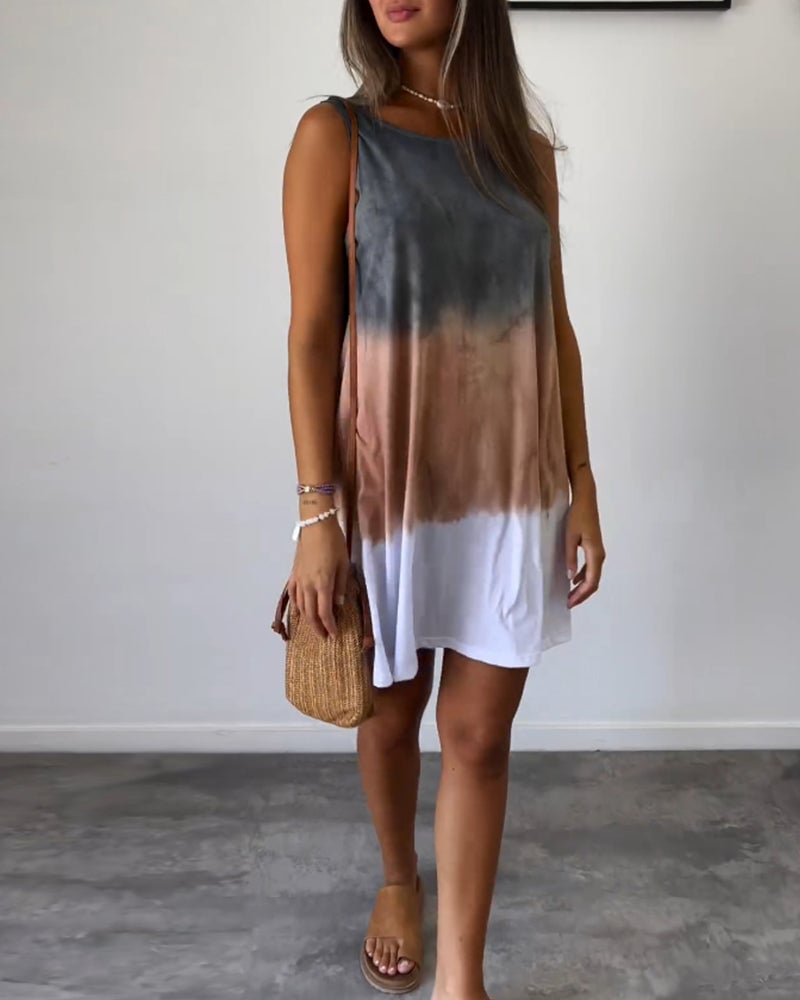 Robe décontractée sans manches bloc de couleur
