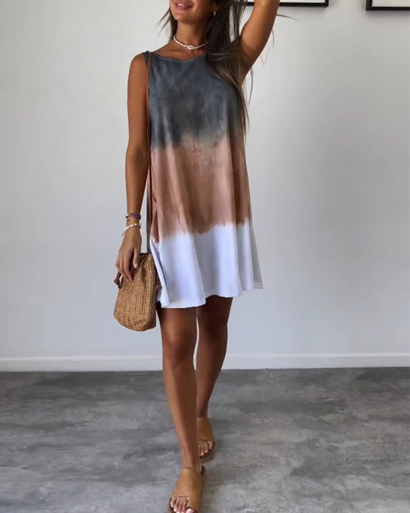 Robe décontractée sans manches bloc de couleur