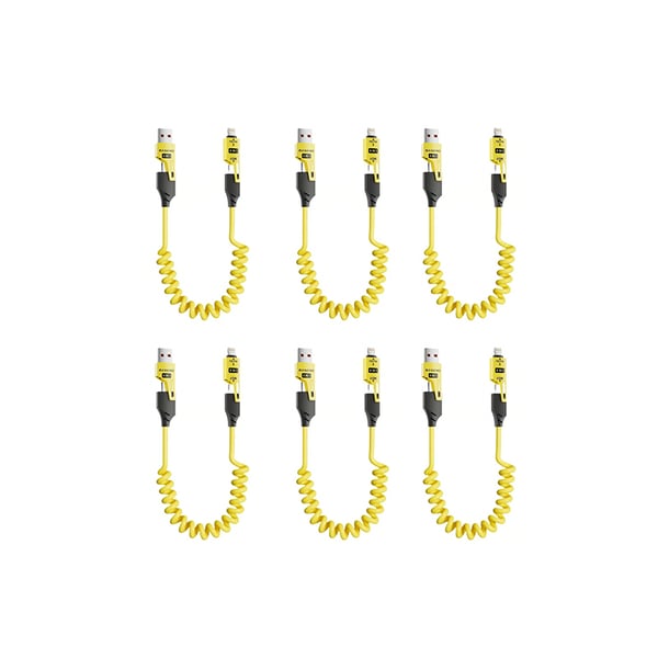 Spring retractable 4 in 1 65w fast charging data cable