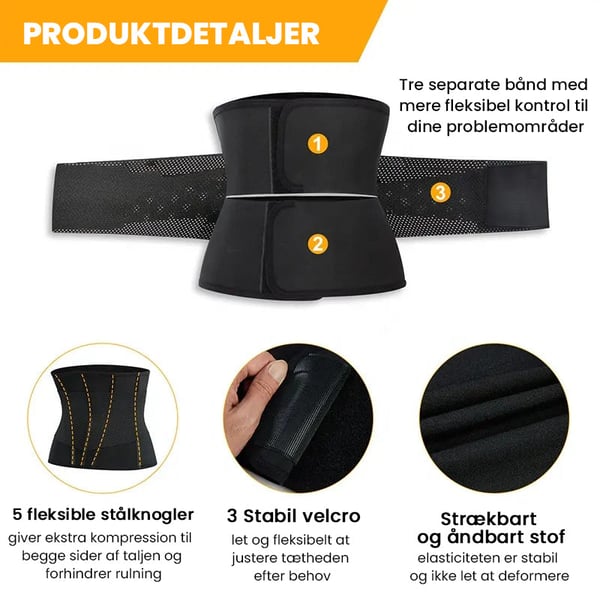 Taljestrammende bælte med velcrostropper