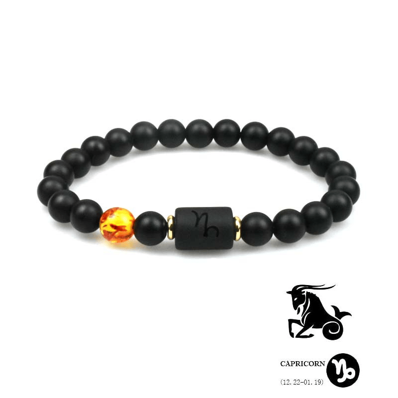 Armband mit Perlen aus schwarzem Achat mit zwölf Sternbildern