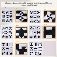 Puzzle géométrique en bois avec blocs cachés et plateau de rangement