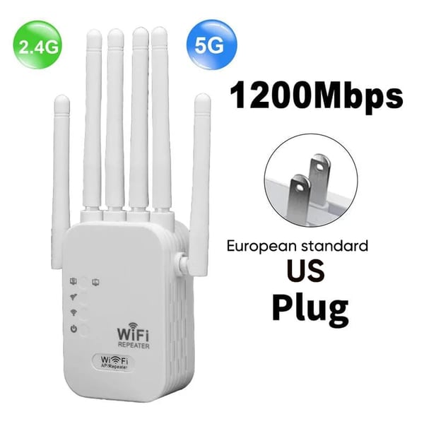 Upgraded 6-Antenna WiFi Extender 1200Mbps