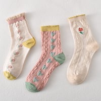 10 Pairs Women's Pink Floral Cotton Socks