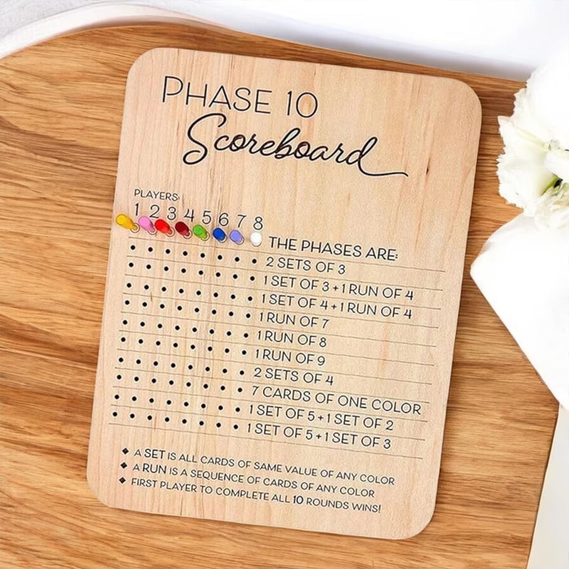 Wooden Phase 10 Score board