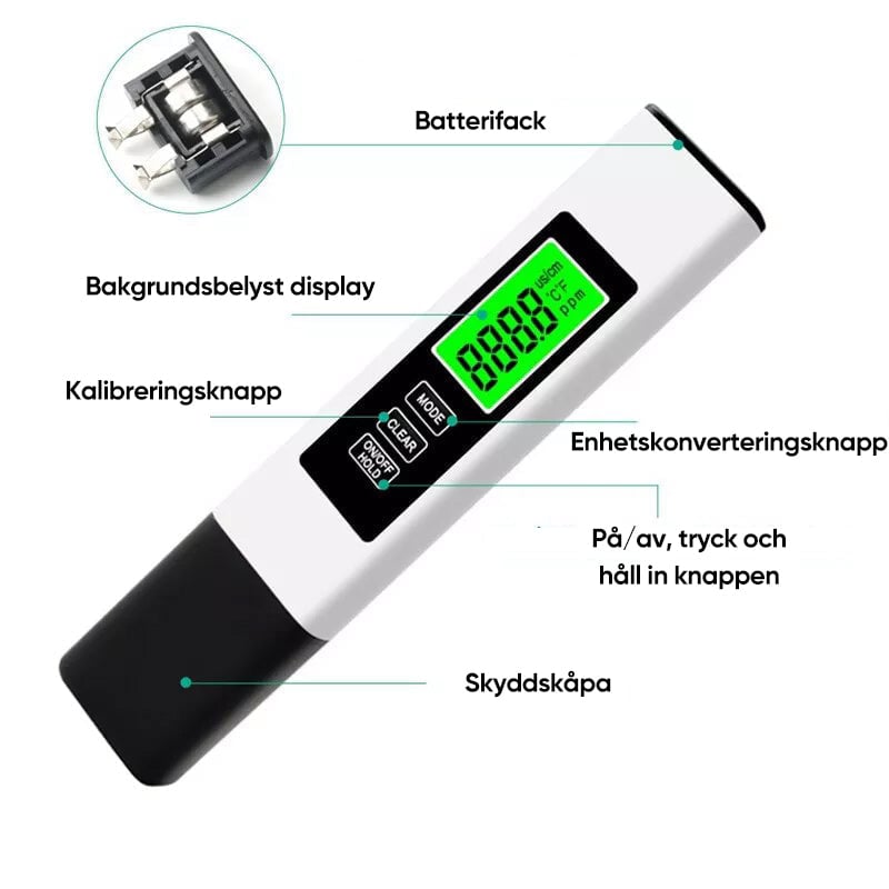 Ny 4-i-1 TDS-mätare Digital Vattentestare