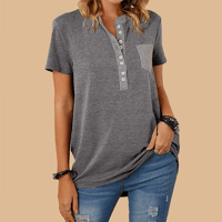 T-shirt da donna a maniche corte casual ampia monopetto