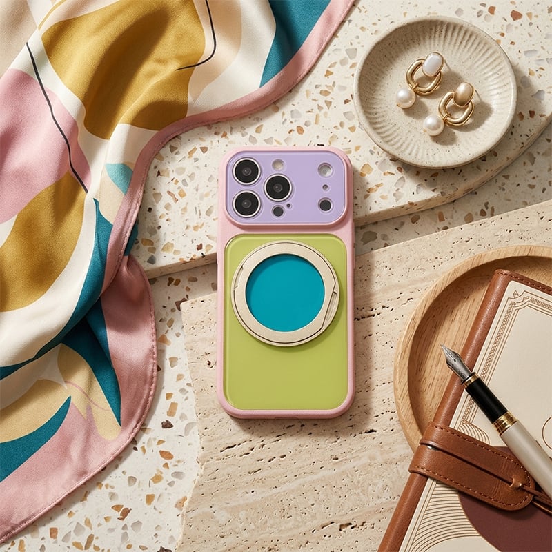 Dopamine Colorblock Magnetic Phone Grip with 360° Spin Stand