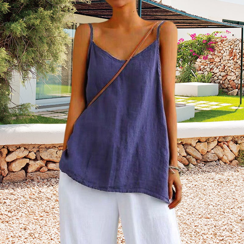 Camisola Suelta de Lino y Algodón para Mujer