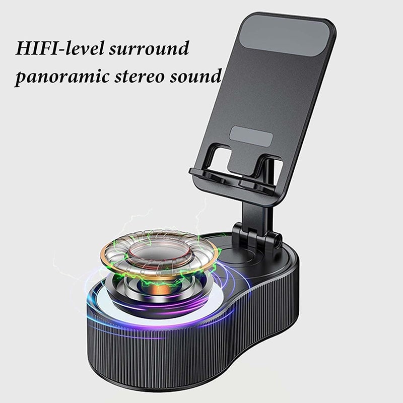 360° Adjustable Phone Stand with Built-in Bluetooth Speaker