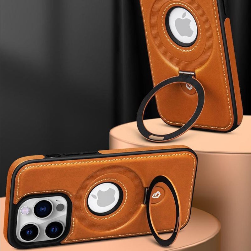 Full-Coverage Shockproof Leather Magnetic Stand iPhone Case
