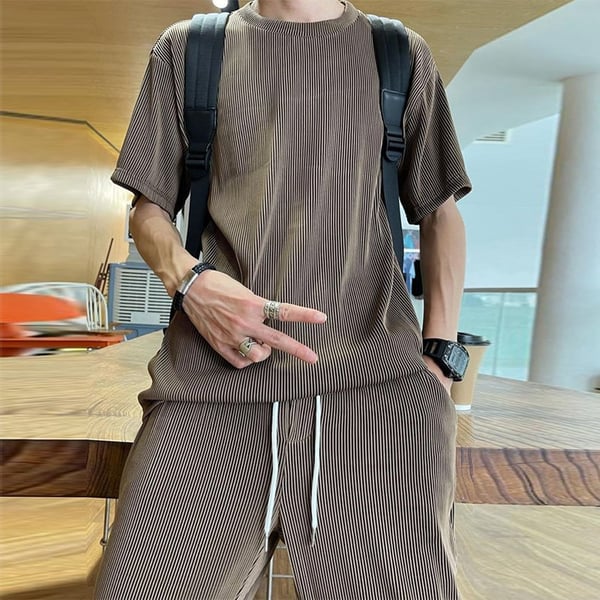 Set da 2 pezzi casual da uomo in seta di ghiaccio