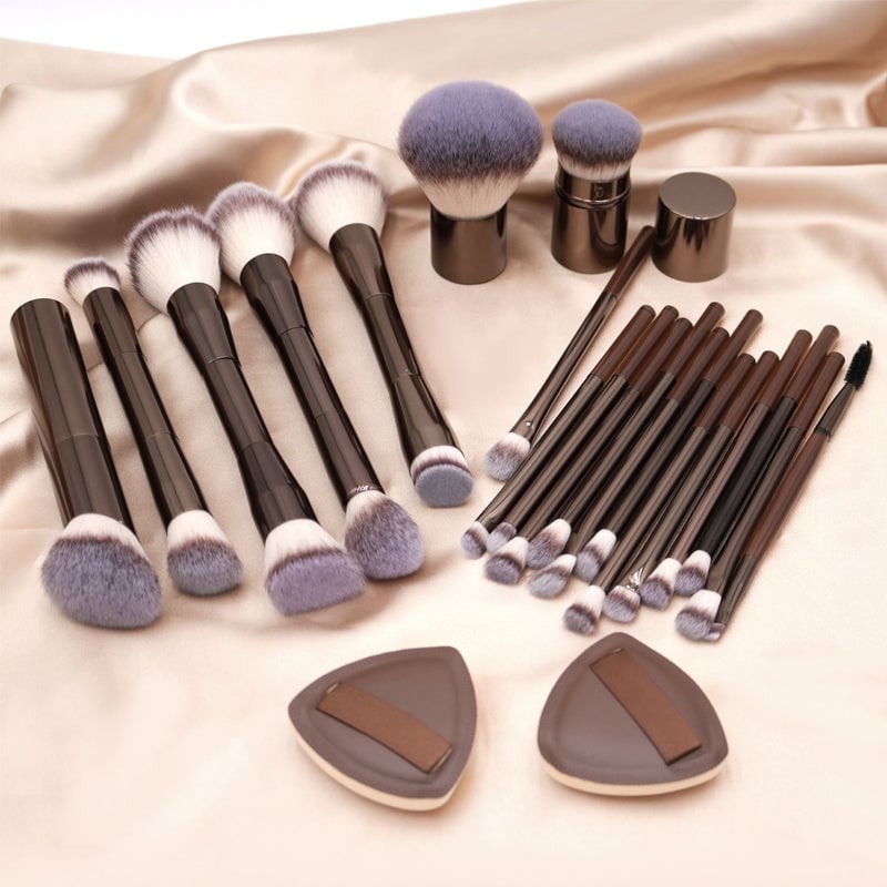 20-piece coffee-coloured makeup brush set