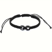 26 Letters & Heart Design Braided Drawstring Bracelet