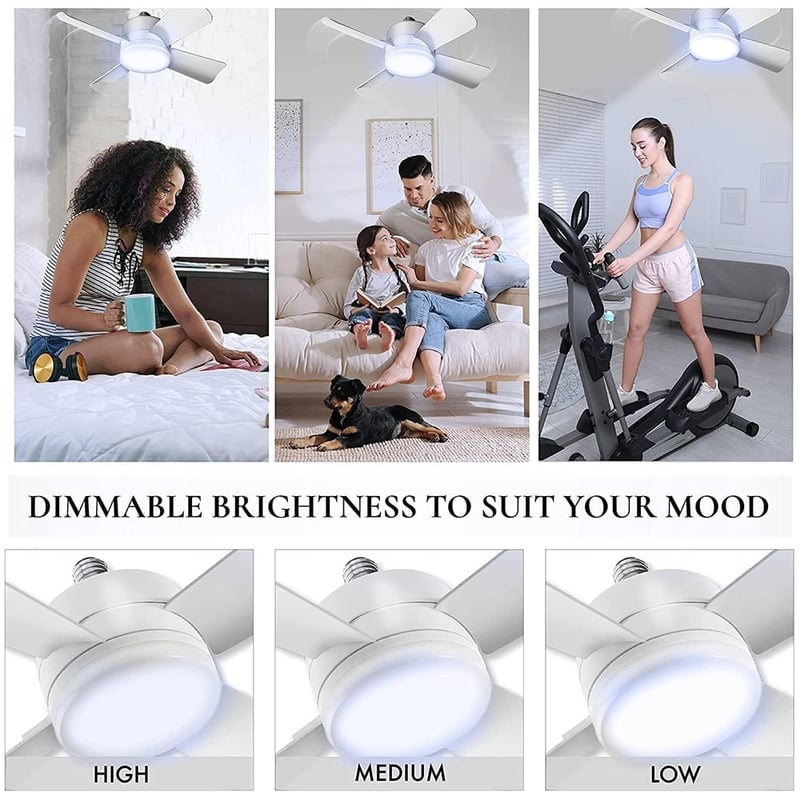 2-in-1 Socket Ceiling Fan with Dimmable LED Light(30W/40W)