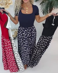 Square Neck Polka Dot Patchwork Dress