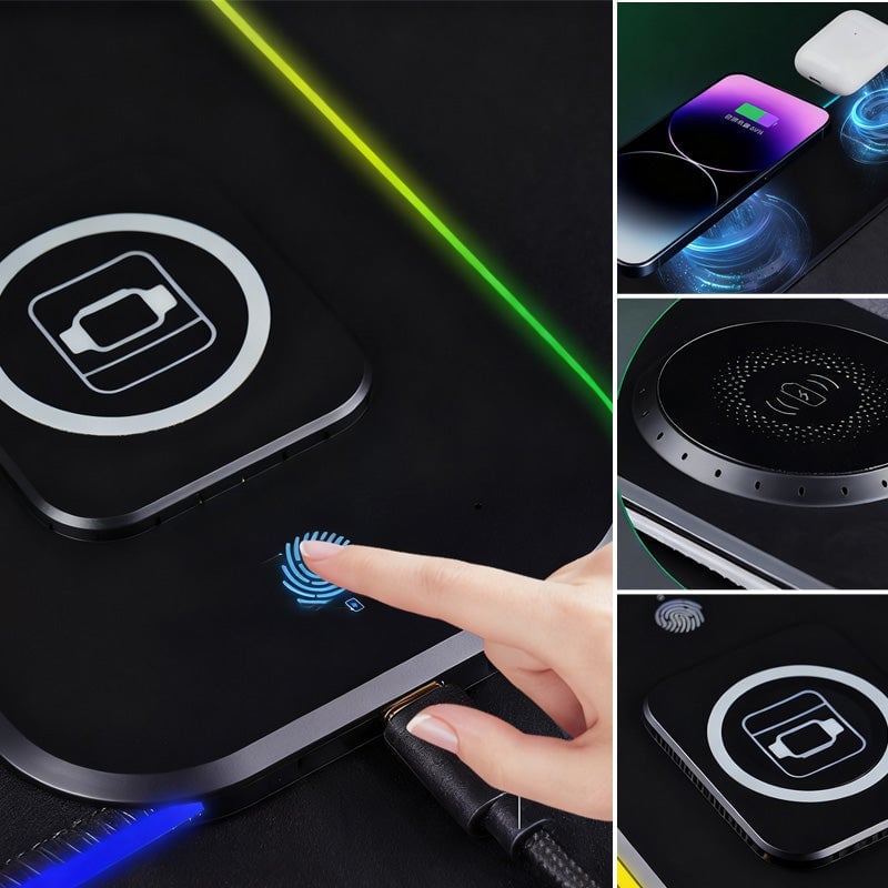 3-in-1 Extra Large Stain-Resistant Wireless Charging Mouse Pad
