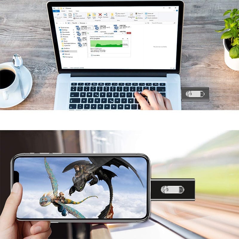 Schiebbarer 3-in-1-Photostick mit USB-Anschluss