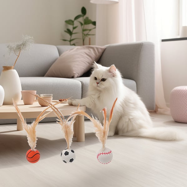 Interactive Feather Ball Toy Set for Cats