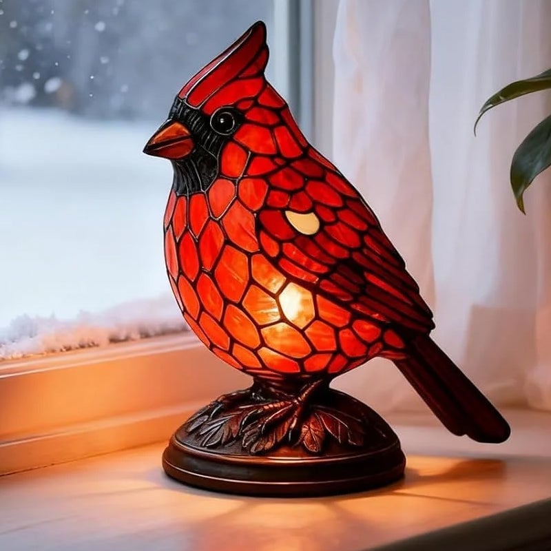 Resin Red Bird Table Lamp Ornament