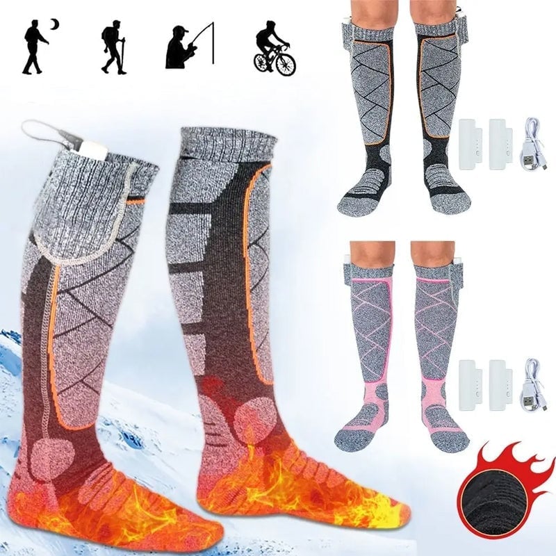 USB Heated Socks with 5000mAh Power Bank
