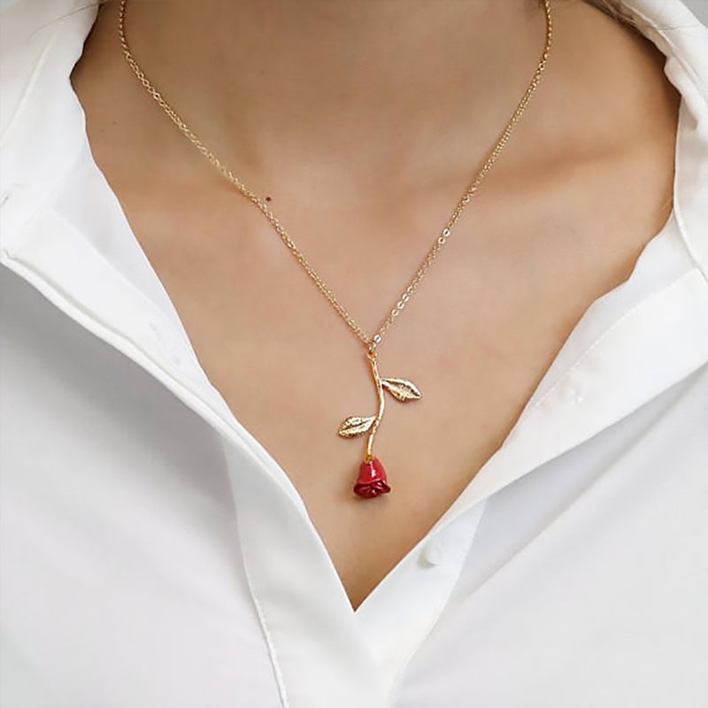 3D Rose Pendant Necklace