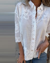 Chemise Unie Col Rabattu Boutons Imprimé