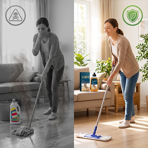 Comparison of floor cleaning with different products