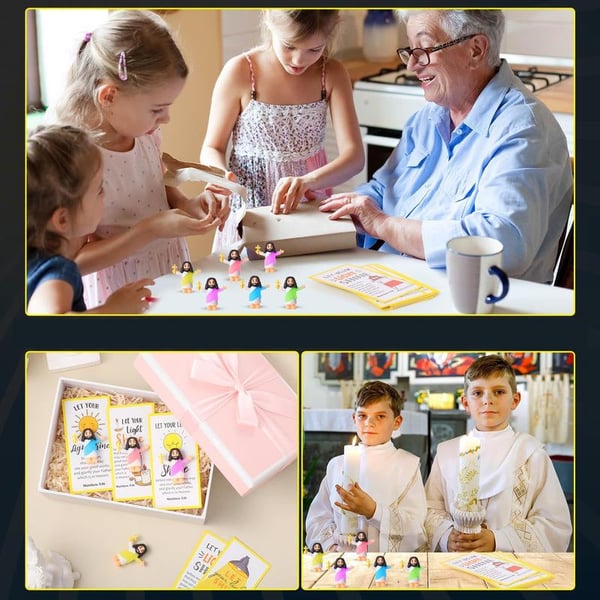 Glow in the Dark Mini Jesus Figurines with Bible verse Cards (5 pcs)