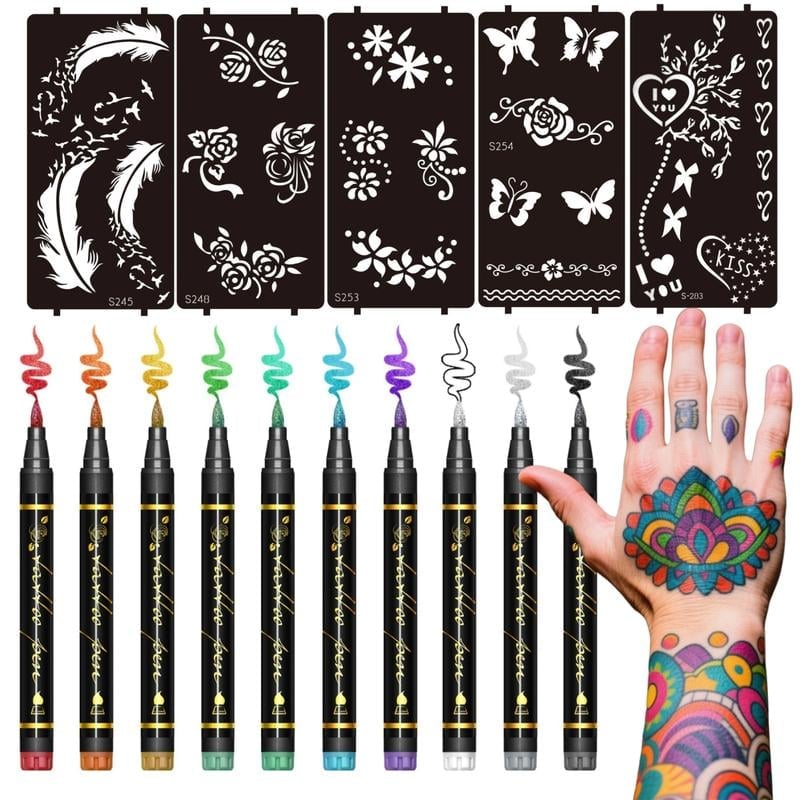 Midlertidige Tattoo Markers Sett