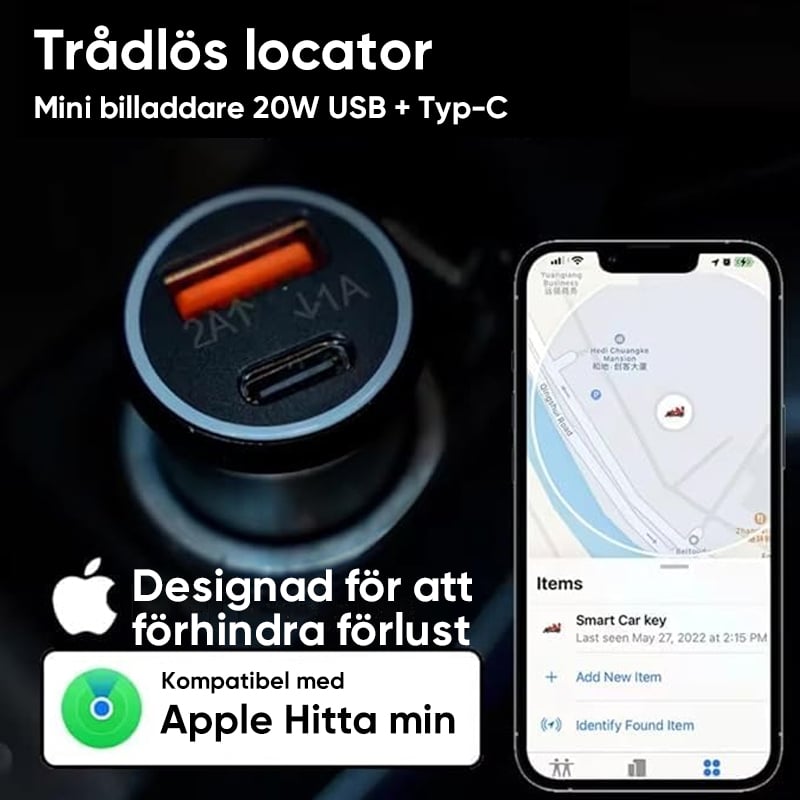 Billaddare med GPS-spårning