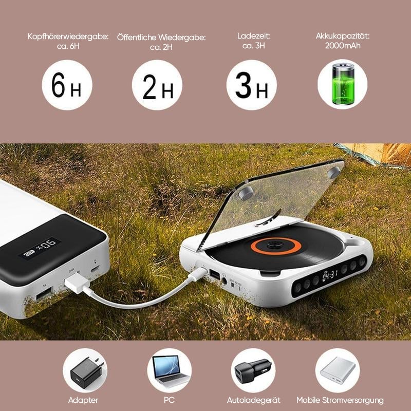 Tragbarer CD-Player mit Bluetooth-Kompatibilität