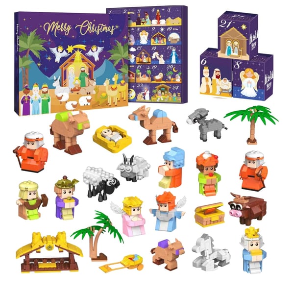 2025 Nativity Advent Calendar – 24-Day Building Block Set Christmas Countdown Gift