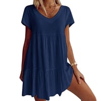V-Ausschnitt Lässiges Kurzarm Kleid