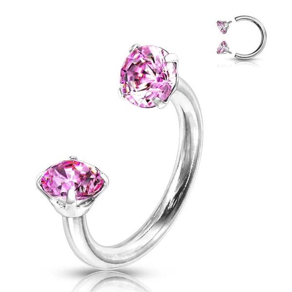 Zirkonia Hestesko Ring med Gjengede Stener for Piercinger