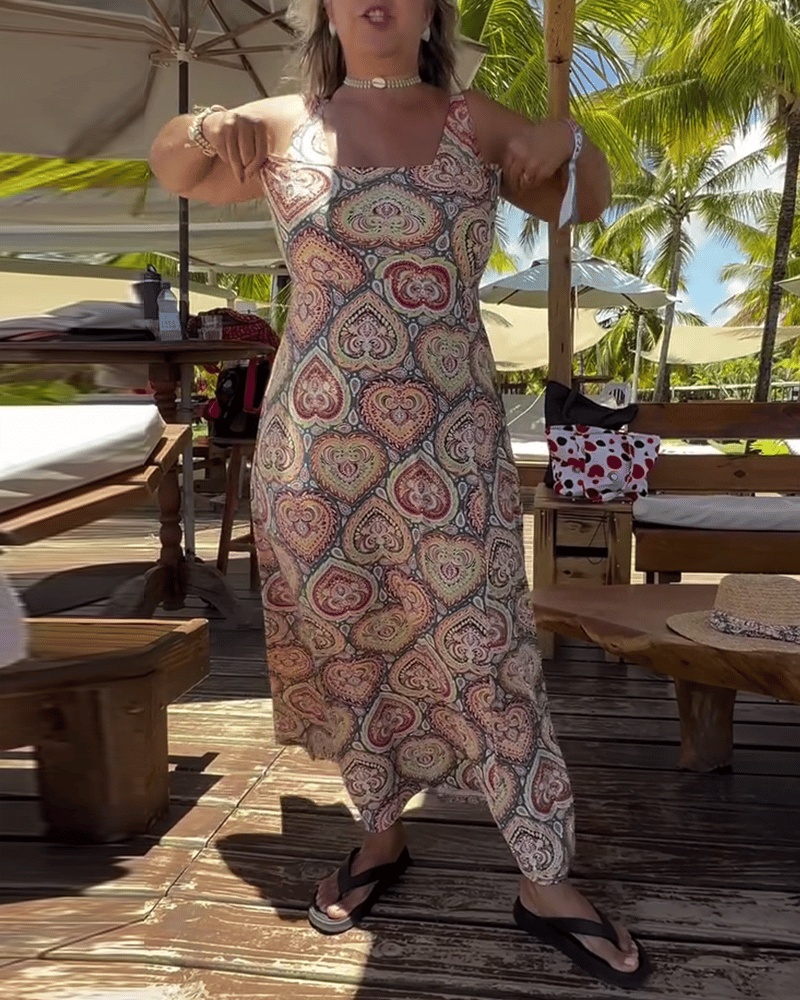 Maillot de Bain Sans Bretelles Cœur Imprimé Vacances