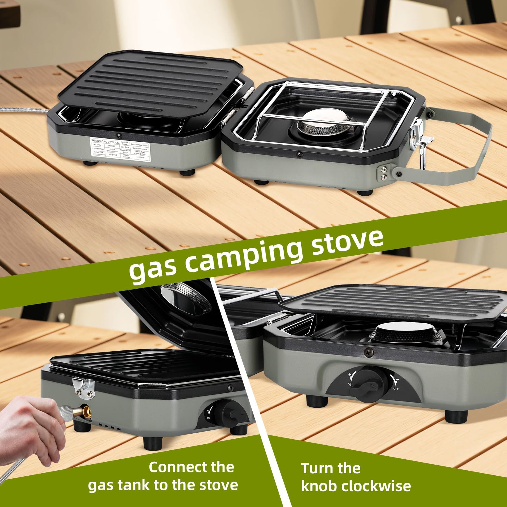 Sakerplus 2 Burner Propane Camping Stove with Grill-upsell