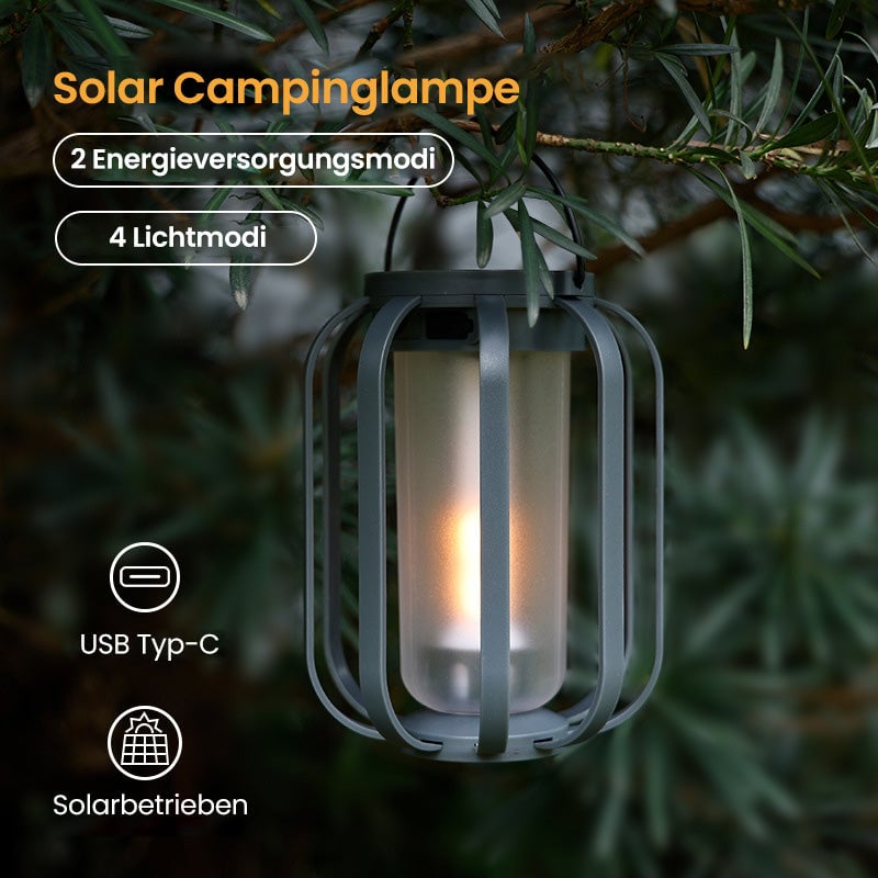 Solarbetriebene Campinglampe mit 4 Leuchtmodi