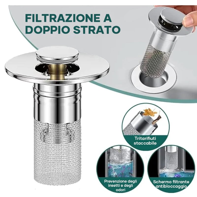 Filtro per scarico a pavimento in acciaio inox