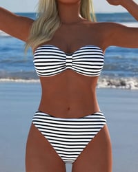 High Waist Striped Triangle Two-Piece Swimsuit