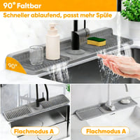 Abgewinkelte Spritzschutz-Matte für den Wasserhahn