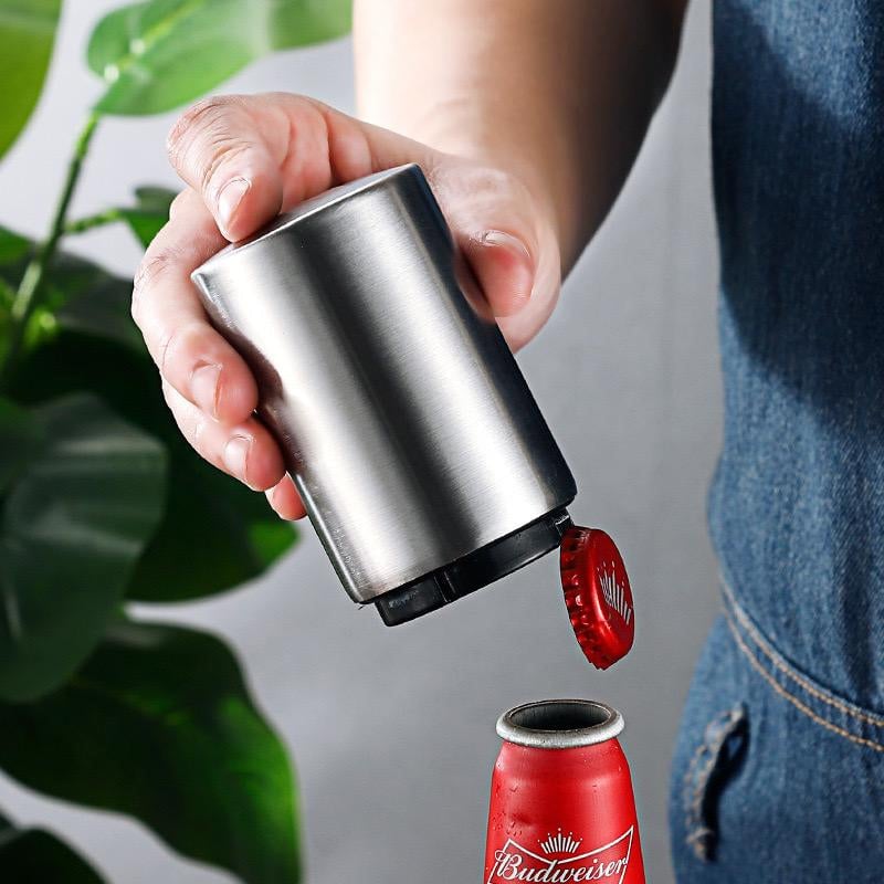 【sale】Automatischer Edelstahl-Flaschenöffner mit Druckmechanismus