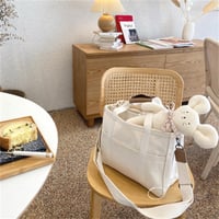 Solid Color Canvas Tote Bag