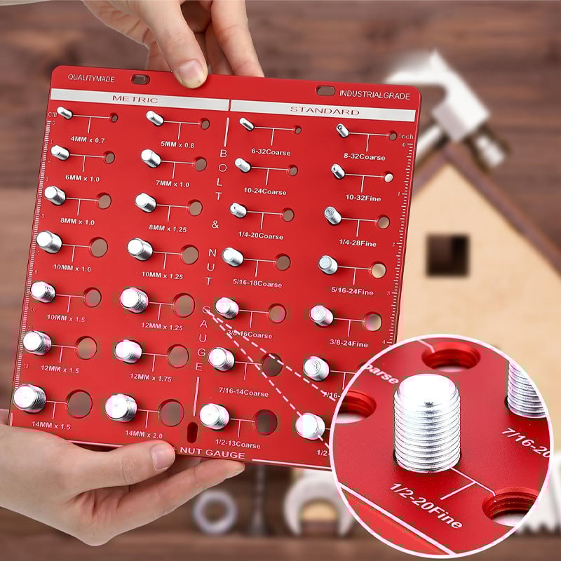 Screw & Thread Size Gauge – 28-Hole Square Checker