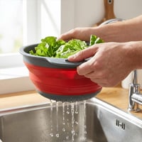 Foldable Drainer Basket with Water Channel Base