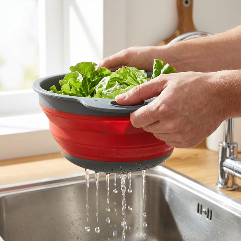 Foldable Drainer Basket with Water Channel Base
