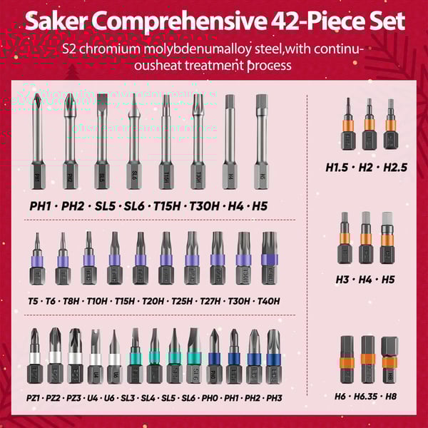 Sakerplus 42 in 1 Magnetic Screwdriver Set-Christmas Version