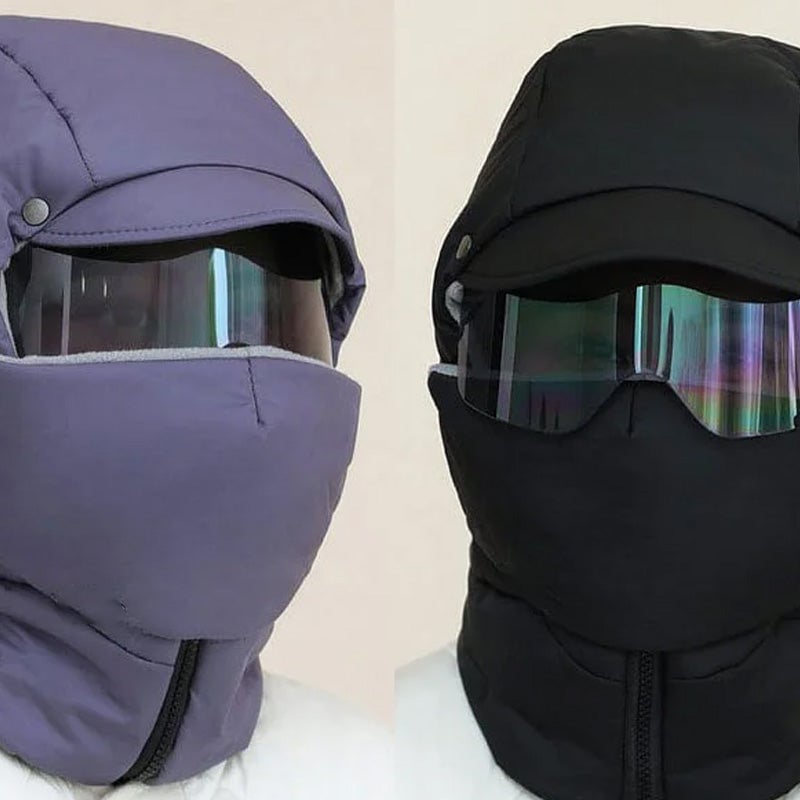 Vindtett heldekkende utendørs maske med briller